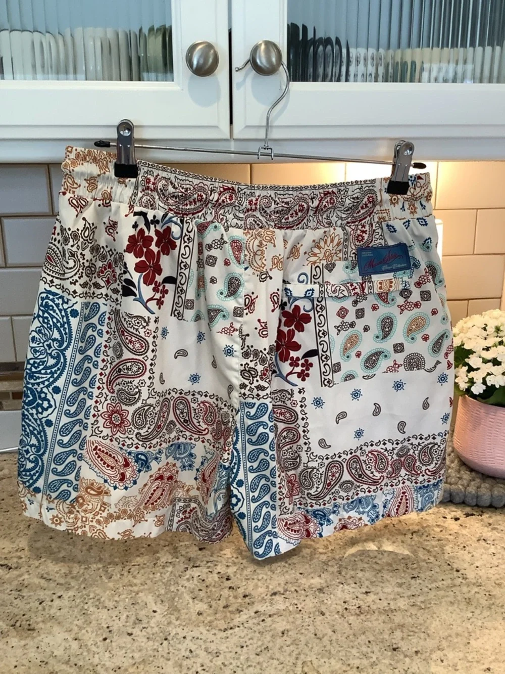 Maison Article Paisley Patchwork Drawstring Hybrid Shorts Size Large